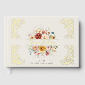 Elegante Waterverf Bloementuin Trouwgoud Gastenboek (Voorkant)