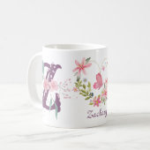 Elegante Waterverf Bloemenvlinder Monogram Z Koffiemok (Voorkant links)