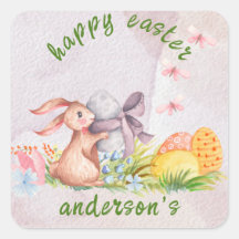 Elegante waterverf bloemig - Gelukkig Pasen 