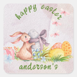 Elegante waterverf bloemig - Gelukkig Pasen  Vierkante Sticker