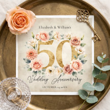 Elegante Waterverf Bloemige 50ste Huwelijksverjaar
