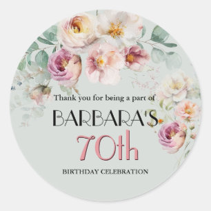Elegante waterverf bloemige 70ste verjaardag welko ronde sticker