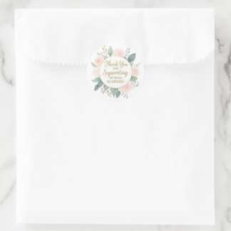 Elegante Waterverf Bloemige Bedankt voor je steun Ronde Sticker