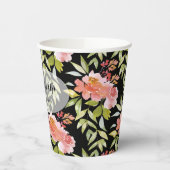 Elegante waterverf bloemige bruidsdouche papieren bekers (Links)