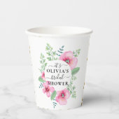 Elegante waterverf bloemige bruidsdouche papieren  bekers (Voorkant)