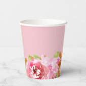 Elegante waterverf bloemige bruidsdouche papieren bekers (Achterkant)