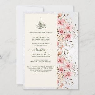 Elegante waterverf bloemige trouwuitnodiging kaart