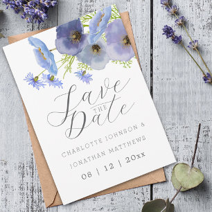 Elegante Waterverf Bloemige Wilde Bloemen Bruiloft Save The Date