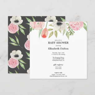 Elegante Waterverf Bloemneutraal Baby shower Kaart