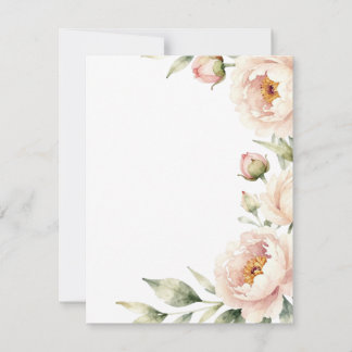 Elegante waterverf blozende pioenrozen bloemige ac RSVP kaartje