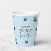 Elegante Waterverf Blue Berry Eerste Verjaardagsfe Papieren Bekers (Achterkant)