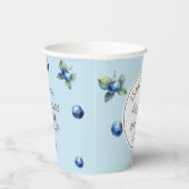 Elegante Waterverf Blue Berry Eerste Verjaardagsfe Papieren Bekers (Rechts)