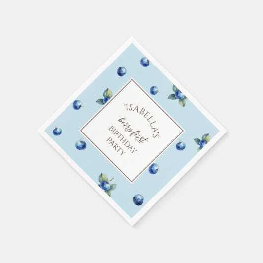 Elegante Waterverf Blue Berry Eerste Verjaardagsfe Servet (Hoek)