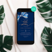 Elegante Waterverf Blue Bow Baby shower Kaart