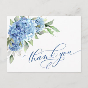 Elegante Waterverf Blue Hydrangea Flower Bedankt Briefkaart