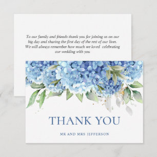 Elegante Waterverf Blue Hydrangea Flowers Eenvoudi Bedankkaart