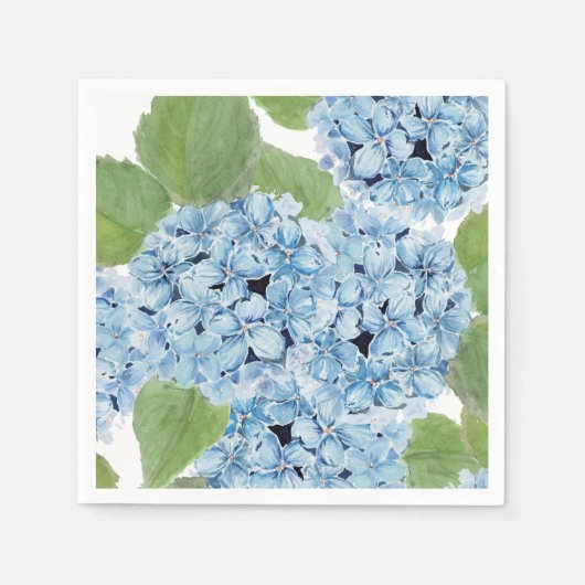 Elegante Waterverf Blue Hydrangea Servet (Voorkant)