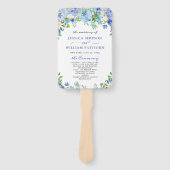 Elegante Waterverf Blue Hydrangea Trouwprogramma Handwaaier (Voorkant)