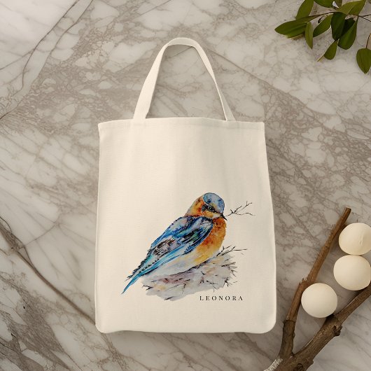 Elegante Waterverf Bluebird Personaliseren Tote Bag