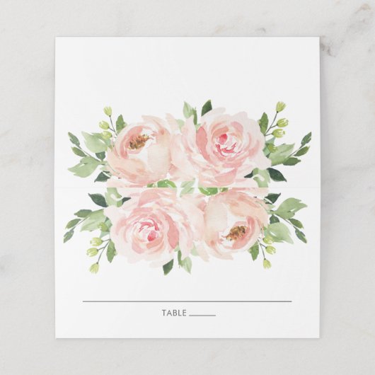 Elegante Waterverf Blush Bloemen Bruiloft (Buitenkant ongevouwen)