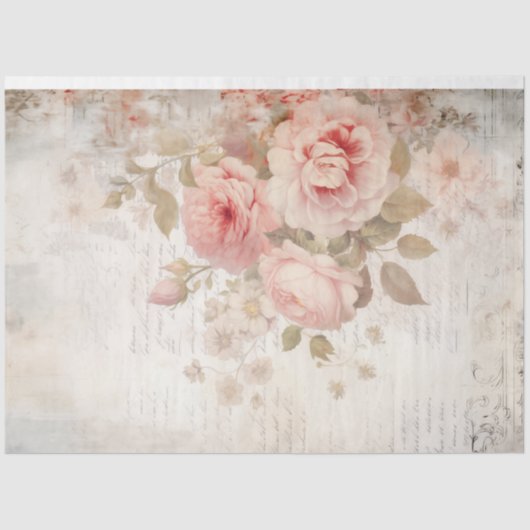 Elegante waterverf blush Engelse rozen ephemera Tissuepapier (Voorkant)