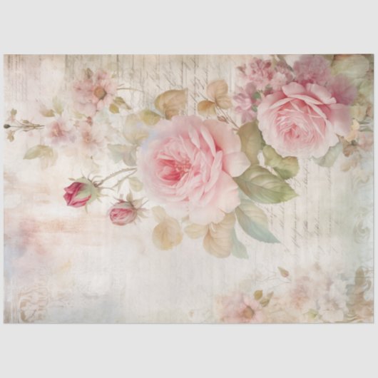 Elegante waterverf blush roze roses ephemera tissuepapier (Voorkant)