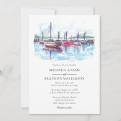 Elegante Waterverf Boat Wedding Kaart (Voorkant)