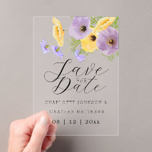 Elegante Waterverf Boeket Wilde Bloemen Bruiloft Acryl Uitnodigingen