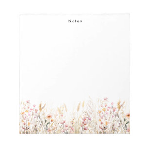 Elegante Waterverf Boho Bloemige Persoonlijke  Notitieblok