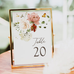 Elegante Waterverf Boho Bloemige Tafelkaart Programma