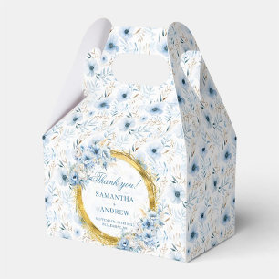 Elegante Waterverf Boho Dusty Blue Gold Wedding Bedankdoosjes