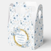 Elegante Waterverf Boho Dusty Blue Gold Wedding Bedankdoosjes (Geopend)