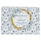 Elegante Waterverf Boho Dusty Blue Gold Wedding Groot Cadeauzakje (Achterkant)