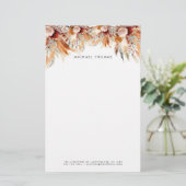Elegante Waterverf Boho Floral gepersonaliseerd Briefpapier (Staand voorkant)