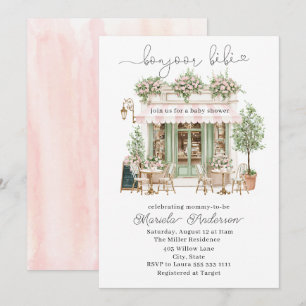 Elegante waterverf bonjoor bebe baby shower kaart