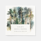 Elegante Waterverf Bos Bruiloft Feest Servet (Voorkant)