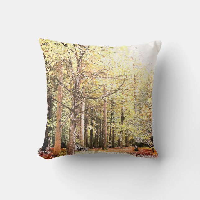 Elegante waterverf bosbomen in het najaar kussen (Voorkant)