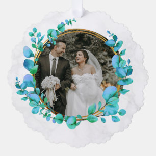 Elegante Waterverf Botanical voor bruiloft foto Ornament Kaart