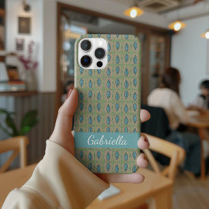Elegante waterverf botanische bladeren groen naam iPhone 15 pro hoesje