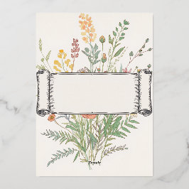 Elegante waterverf botanische bloemenkader trouwka folie uitnodiging