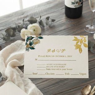 Elegante waterverf botanische eucalyptus goud groe folie feestdagen briefkaart