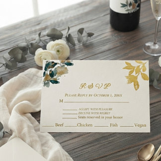 Elegante waterverf botanische eucalyptus goud groe folie feestdagen briefkaart