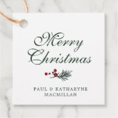 Elegante Waterverf Botanische Kerst Bedankjes Labels (Voorkant)