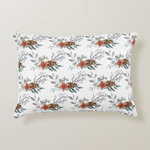 Elegante waterverf botanische Kerstvakantie Accent Kussen
