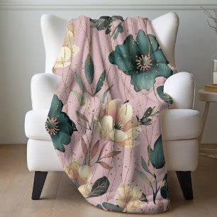 Elegante Waterverf Botanische Patroon Blush Pink Fleece Deken