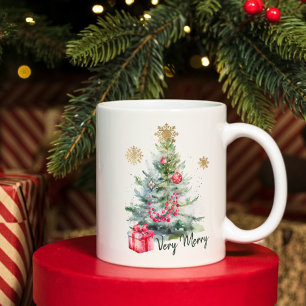 Elegante waterverf botanische sneeuwvlok Kerstmis Koffiemok
