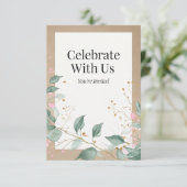 Elegante Waterverf botanische uitnodiging (Staand voorkant)