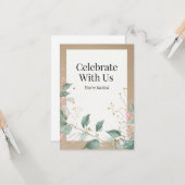 Elegante Waterverf botanische uitnodiging (Voorkant / Achterkant in situ)