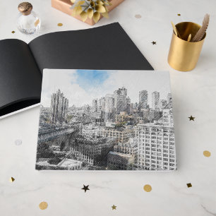 Elegante Waterverf Brooklyn Bridge NYC Gastenboek