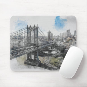 Elegante Waterverf Brooklyn Bridge NYC Muismat